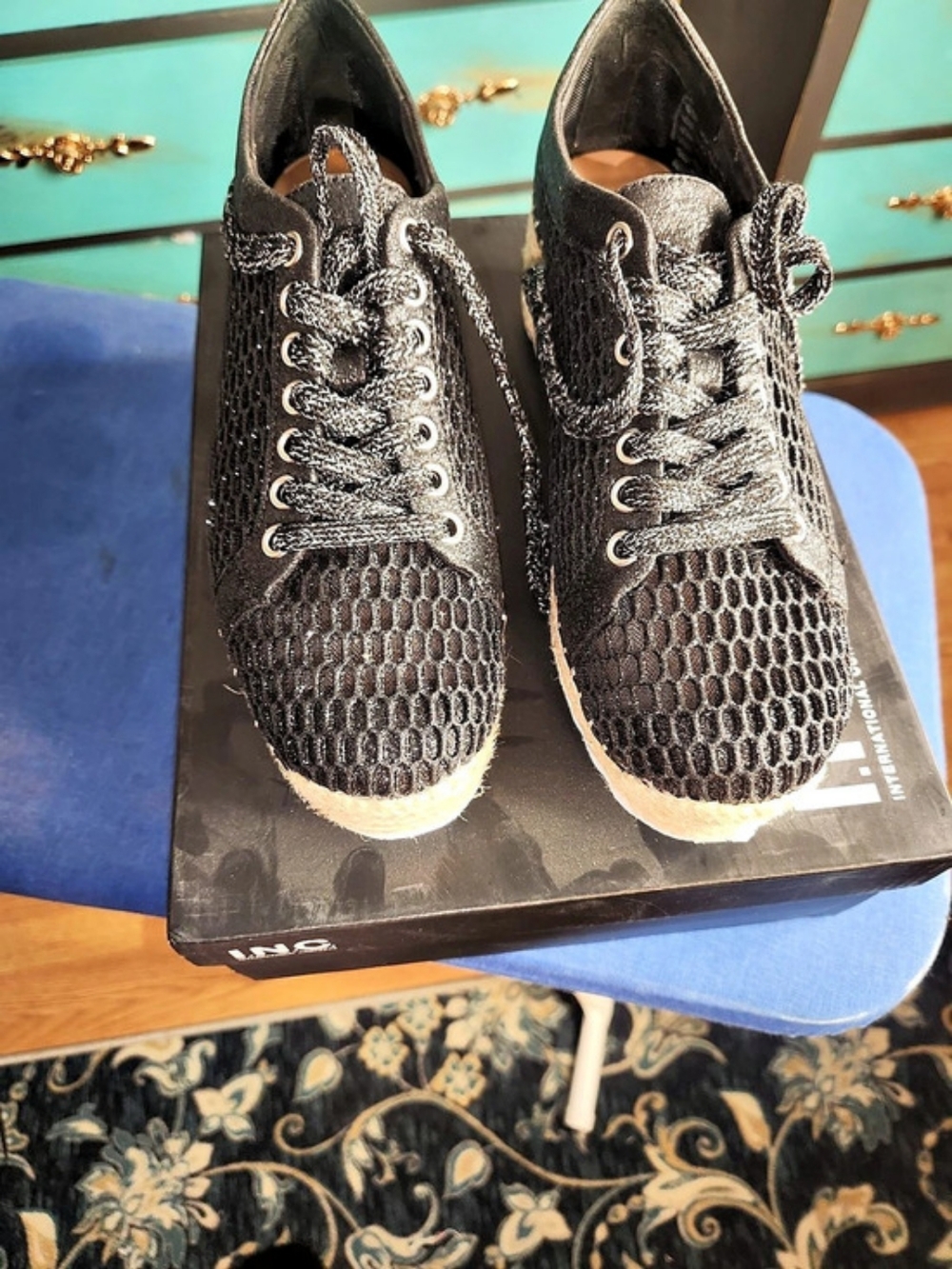 INC. Black Textured Sneakers Like New